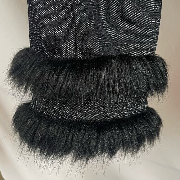 Oliver Metallic Silver Black Faux Fur Party Event Date Night Top NWOT Size L - Picture 5 of 11